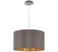 Suspension en textile MASERLO 1 ampoule nickel satiné abat jour cappuccino Marron G