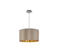 Suspension en textile MASERLO 1 ampoule nickel satiné abat jour taupe