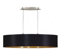 Suspension en textile MASERLO 2 ampoules dorée abat jour noir Noir G