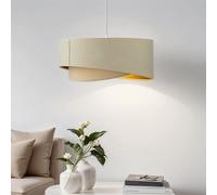 Suspension En Tissu Ø50Cm Crème Or MADAN Lampe À Suspendre Salon Table À Manger