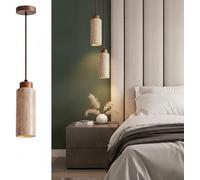 Suspension en travertin, lustre et plafonnier de style japonais en pierre naturelle, idéale pour îlot de cuisine, salle à manger et chambre à coucher. Mini suspension cylindrique avec cordon ajustable