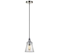 Suspension En Verre Ø 14,6 Cm Chromé E27 Design Vintage Luminaire De Cuisine