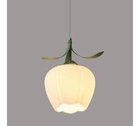 Suspension en verre à bouton de fleur - Luminaire suspendu floral moderne pour chevet de chambre, éclairage d'îlot de cuisine blanc/vert, mini lampe de plafond à suspension en verre blanc réglabl
