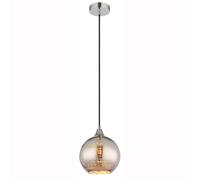 Suspension en verre à motifs Lampe de salle à manger suspendue Lampe boule chrome blanc, métal, douille E27, DxH 25x131 cm
