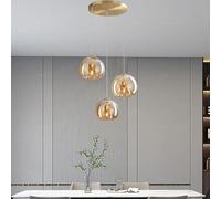 Suspension en Verre ambré doré, luminaire Suspendu pour îlot de Cuisine, Style Milieu du siècle, idéal pour Un Salon ou Une Chambre à Coucher