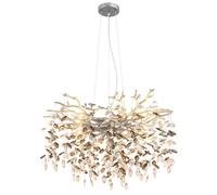 Suspension en verre argenté avec cristaux fumés, hauteur 120 cm