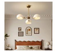 Suspension en Verre Blanc, Ampoule E27 en Laiton Vieilli, Lampe Suspendue pour Salon ou Chambre à Coucher, Style cuivre, éclairage Moderne(3 Lights)