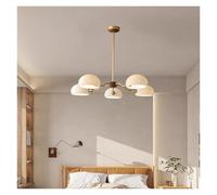 Suspension en Verre Blanc, Ampoule E27 en Laiton Vieilli, Lampe Suspendue pour Salon ou Chambre à Coucher, Style cuivre, éclairage Moderne(5 Lights)
