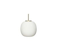 Suspension en verre blanc, E27, 1 ampoule, ronde, attache laiton - Hübsch, Serene - 32x32x30 cm