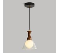 Suspension en verre conique, mini lampe suspendue de 18 cm avec cordon réglable de 150 cm, éclairage de plafond suspendu en bois for îlot de cuisine, chambre à coucher, bar