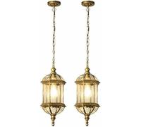 Suspension en Verre Extérieur E26 Lampe Suspendue De Patio Lanterne De Goutte Réglable Éclairage Suspendu en Aluminium Lampe Suspendue étanche pour Porche Villa Clôture Café, Bronze, 2-Pack