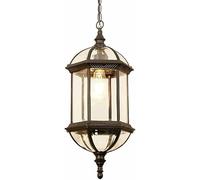 Suspension en Verre Extérieur E26 Lampe Suspendue De Patio Lanterne De Goutte Réglable Éclairage Suspendu en Aluminium Lampe Suspendue étanche pour Porche Villa Clôture Café, Black, 1-Pack