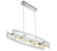 Suspension en verre Lampe à suspendre Plafonnier LED Salon avec réglage en hauteur, carré, 4x LED 5W 400Lm, LxLxH 80x23x150 cm
