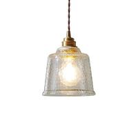 Suspension en Verre martelé pour îlot de Cuisine, Lampe Suspendue dorée Style Ferme avec Abat-Jour en Verre soufflé Transparent, luminaires Suspendus rétro industriels pour Salle à Manger, Couloir