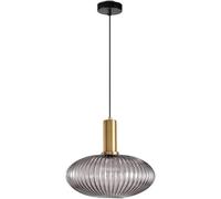Suspension en Verre Nordique Moderne Simple LED Suspension Lampe Suspendue De Style Japonais Stripe Lanterne Lustre pour L’île Restaurant Bar, Gray, Warm White
