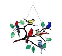 Suspension en verre Oiseaux multicolores sur un fil haut vitrail Suncatcher panneau de fenêtre série ornements pendentif décoration de la maison suspendus pour les portes Pendentif d'art de