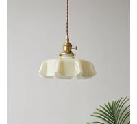 Suspension en verre opalin nordique, style milieu du siècle, suspension rustique vintage en forme de pétales, éclairage suspendu de style bord de mer, réglable, pour îlot de cuisine, chambre ou café (