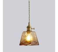 Suspension en Verre soufflé ambré, Petite Lampe de Plafond Simple pour îlot de Cuisine, luminaire Industriel en Laiton, Style Antique et Vintage pour Chambre à Coucher ou Restaurant