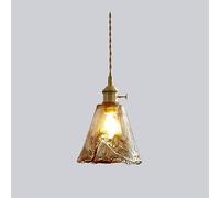 Suspension en Verre soufflé ambré, Petite Lampe de Plafond Simple pour îlot de Cuisine, luminaire Industriel en Laiton, Style Antique et Vintage pour Chambre à Coucher ou Restaurant