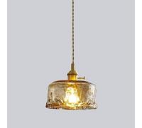 Suspension en Verre soufflé ambré, Petite Lampe de Plafond Simple pour îlot de Cuisine, luminaire Industriel en Laiton, Style Antique et Vintage pour Chambre à Coucher ou Restaurant