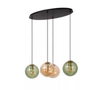 Suspension En Verre Vert Ambre Boules L:95 Cm E27 Lampe De Table Moderne