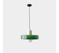 Suspension en verre vert for îlot de cuisine, lustre moderne du milieu du siècle, plafonnier suspendu côtier de ferme vintage for salle à manger, restaurant, couloir - Ampoule incluse(Green+beige)