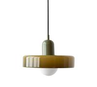 Suspension en verre vert for îlot de cuisine, lustre moderne du milieu du siècle, plafonnier suspendu côtier de ferme vintage for salle à manger, restaurant, couloir - Ampoule incluse(Tawny+green)