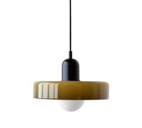 Suspension en verre vert for îlot de cuisine, lustre moderne du milieu du siècle, plafonnier suspendu côtier de ferme vintage for salle à manger, restaurant, couloir - Ampoule incluse(Tawny+black)