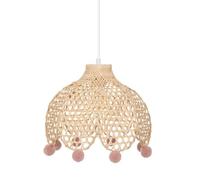 Atmosphera - Luminaire Suspension en Bambou avec Pompons D 28 cm pour chambre d'enfant Beige