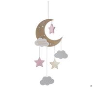 Suspension enfant ""Lune"" bois rose H46,5cm - Atmosphera Créateur d'intérieur