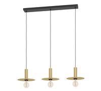 Suspension ESCANDELL E27 3X40W en acier noir et laiton brossé 950x250x1100mm