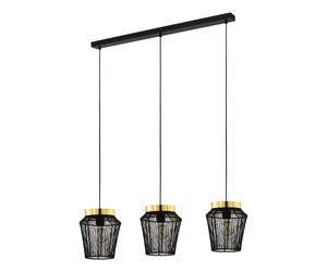 Suspension ESCANDIDOS E27 3X40W en acier noir et laiton 920x220x1100mm
