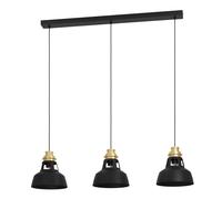 Suspension ESPINARDO E27 3X40W en acier noir et or 1070x240x1500mm