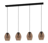 Suspension ESTANYS 1 E27 4X40W en acier noir 1240x190x1500mm
