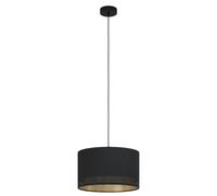 Eglo Suspension ESTEPERRA 99273 – E27, noir et doré, acier et textile Ø 38 cm