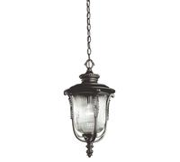 Suspension Extérieure Bronze Verre Rainuré Rustique MORGANA 1 Ampoule E27
