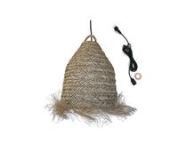 Suspension Extérieure Jonc de Mer Beige H47cm Câble 5m