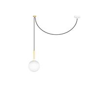 Faro Barcelona Lampe suspension MINE GLASS 28375 Métal/Bois/Verre Blanc Ø18,5 cm