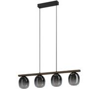 Eglo Lampe suspendue en verre noir et gris transparent E27 4x40w L: 88 cm B: 14,5 cm H: 110 cm Dimmable