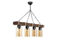 Suspension filaire 4 lampes bois et métal SAPHIA Marron