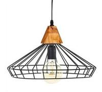 Suspension filaire métal et bois Ben Atmosphera Neutre, Noir, naturel G