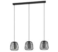 Suspension FLORESTA E27 3X40W en acier noir 890x190x1100mm