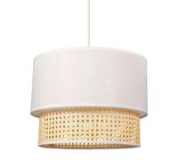 Suspension gigogne ronde cannage tissu blanc D35
