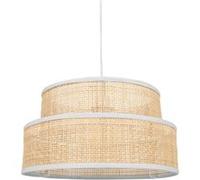 Suspension gigogne ronde cannage Yuka blanche Ostaria Naturel et blanc G