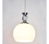 Suspension Globe en Verre, Lustre à tête Unique avec Finition Nickel brossé et Abat-Jour en Verre dépoli Blanc, Lustre Suspendu réglable Moderne et créatif en Verre pour comptoir, Chambre à Coucher,