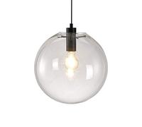 Suspension Globe en Verre Transparent Moderne avec Monture en métal Noir, plafonnier Minimaliste pour Cuisine, Salle à Manger, Couloir (20 cm + 25 cm + 30 cm, 3 en 1) (30 cm)