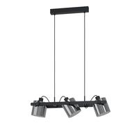 Suspension H2 E27 3X40W en acier et bois noir 780x150x1100mm