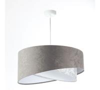 Suspension Hängelampe Grise Ronde D: 50 Cm Blanc Tissu Velours Optique E27