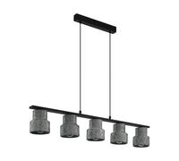 Suspension HILCOTT E27 5X40W en acier noir 1160x145x1100mm