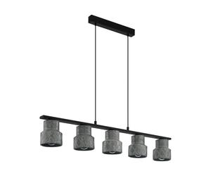 Suspension HILCOTT E27 5X40W en acier noir 1160x145x1100mm
